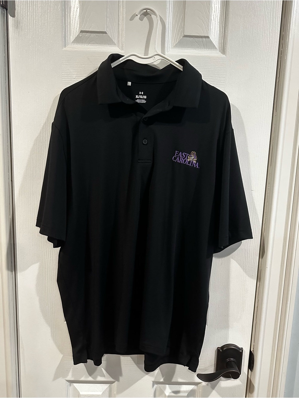 Under Armour Black Polo with East Carolina Embroidered Logo never worn XL